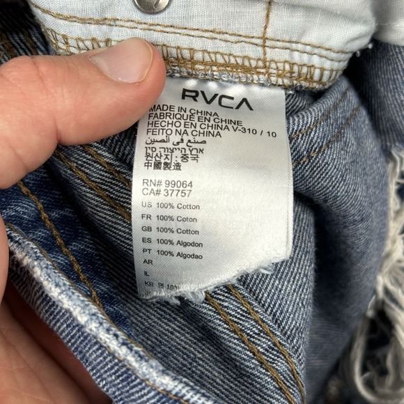 RVCA Denim Shorts Women 27 Blue Boyfriend Fit Distressed Surfer Summer - Picture 8 of 12